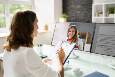 candidate interviewing for financial services job using ai