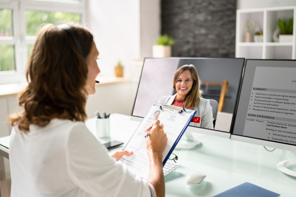 candidate interviewing for financial services job using ai